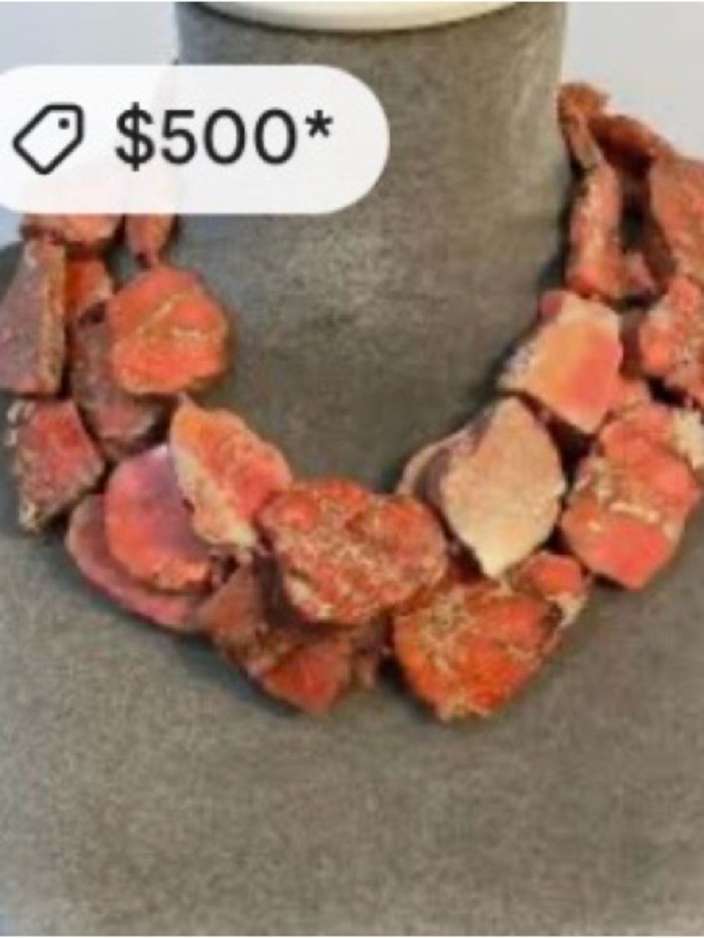 RED/ORANGE AND PINK SEA SEDIMENT  JASPER STATEMENT NECKLACE - Picture 6 of 12